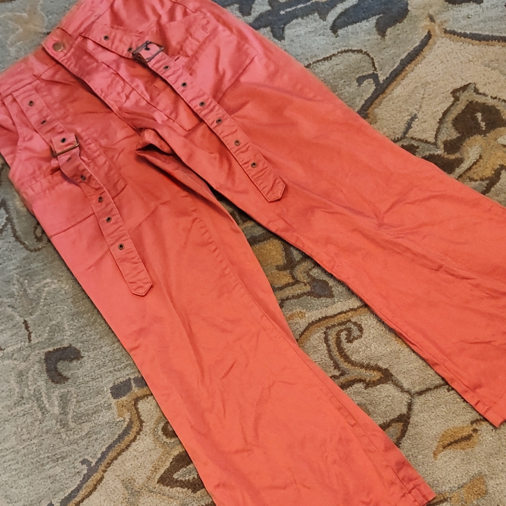 Forever 21 Coral High-Rise Cargo Pants with Dual Belt